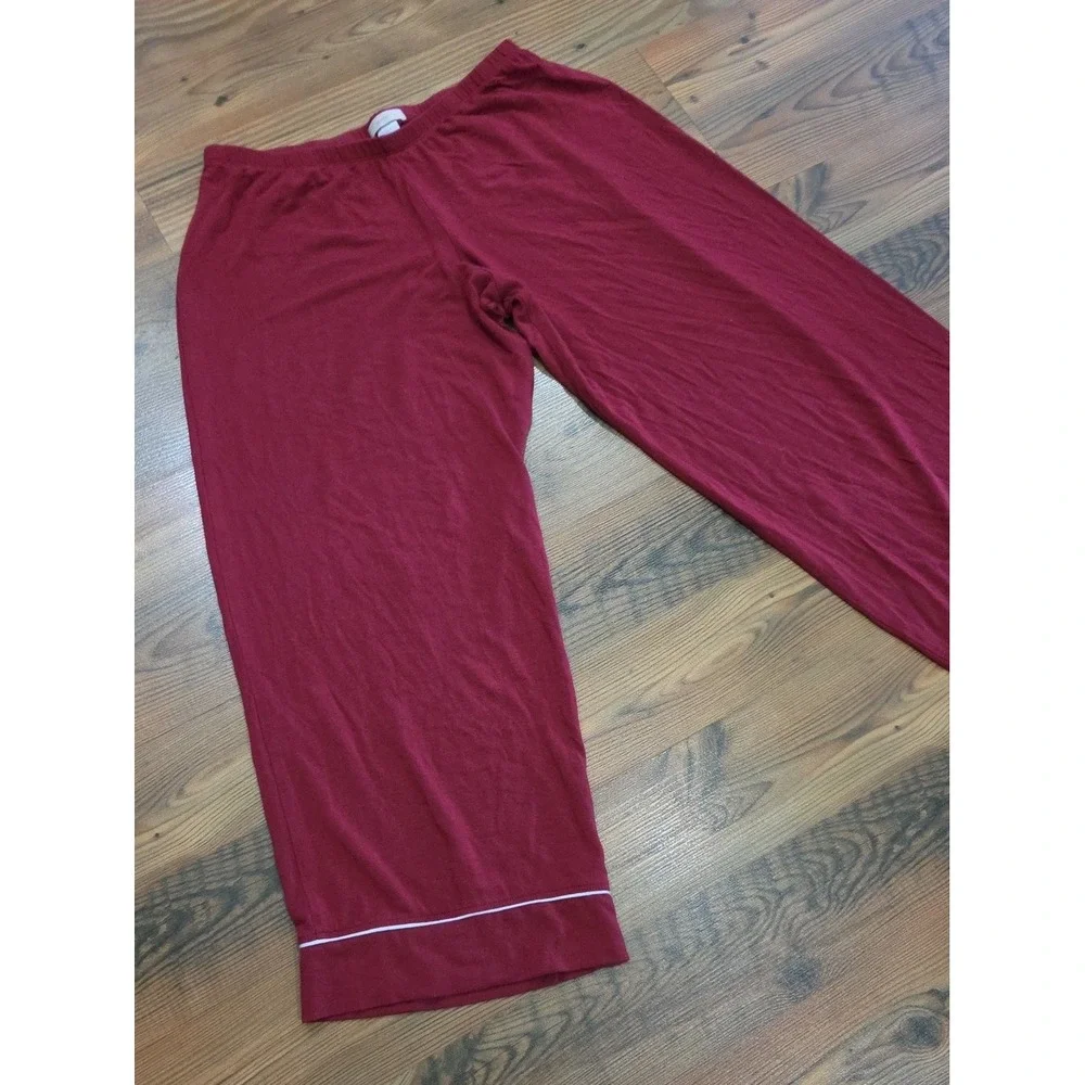 Eberjey Gisele Burgundy Lounge Soft Easy Pajama Pant Ankle Xsmall Stretch Preppy